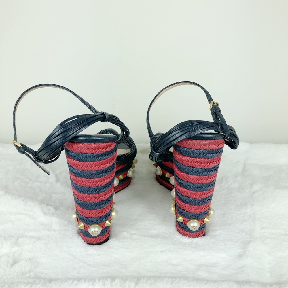 Gucci raffia pearl barbette espadrilles 38.5 - Picture 5 of 7